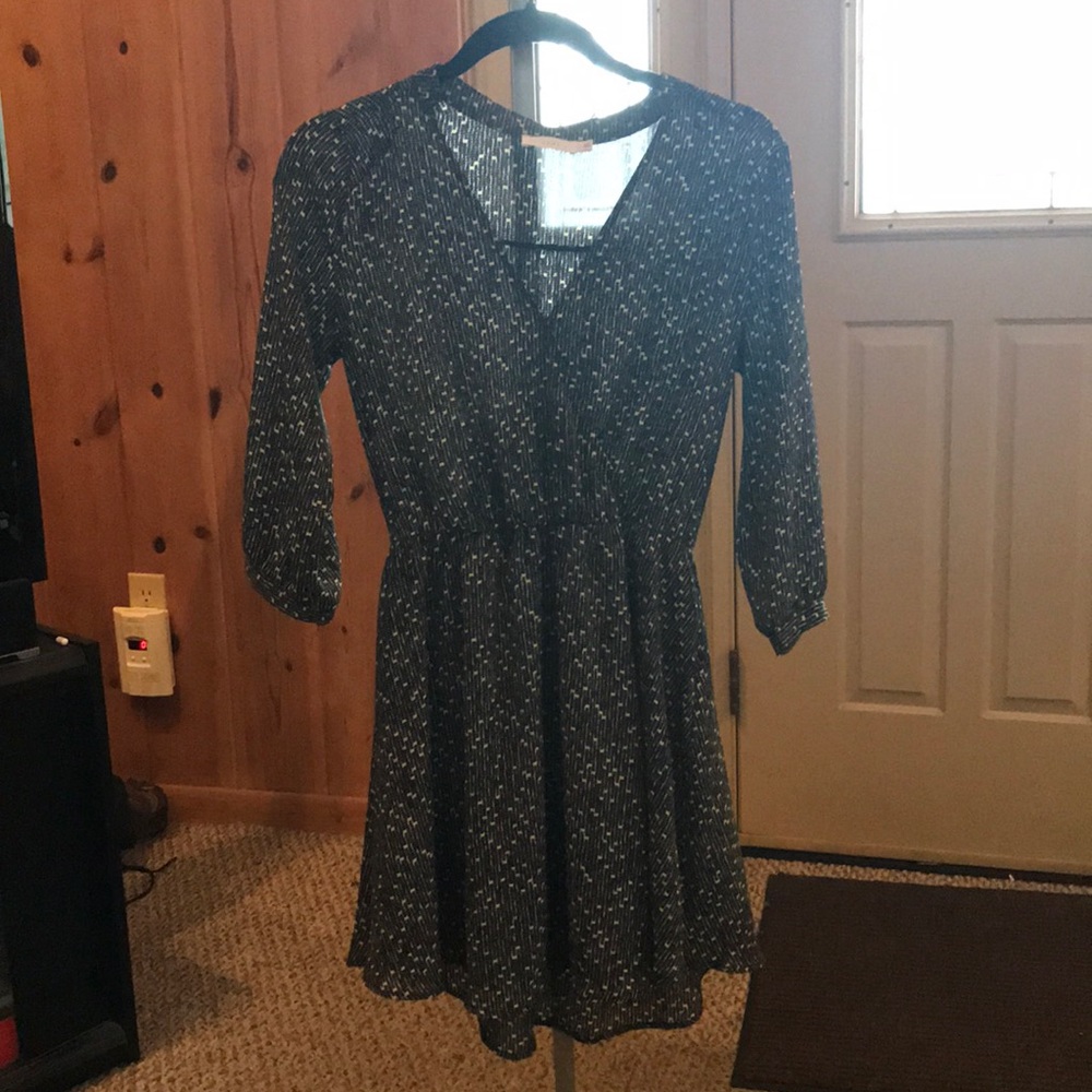 Long sleeve black dress, lime details (never worn)